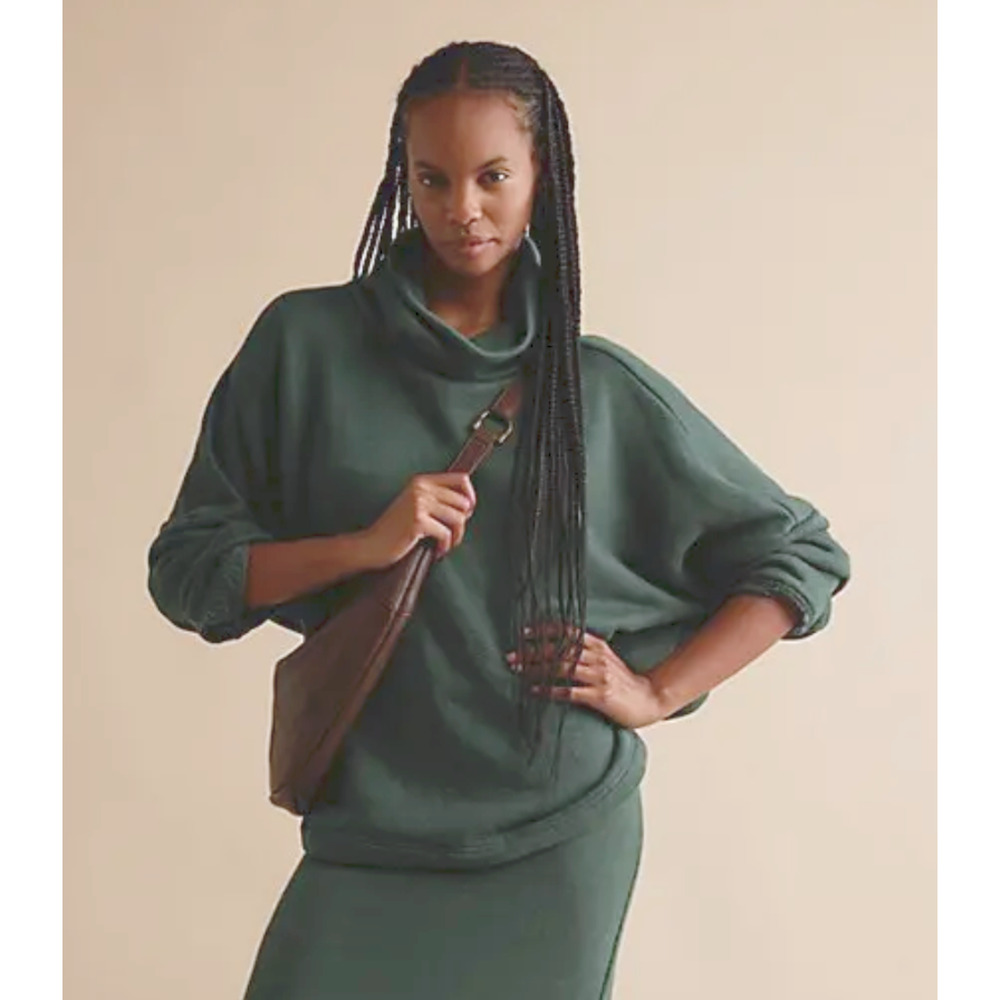 FREE PEOPLE FREE-EST GREEN MILLEY OVERSIZED HIGH LOW HEM SWEATSHIRT TOP SHIRT XL